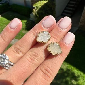 Kendra Scott Druzy Studs, Gold Tone, Aurora Borealis or iridescent finish